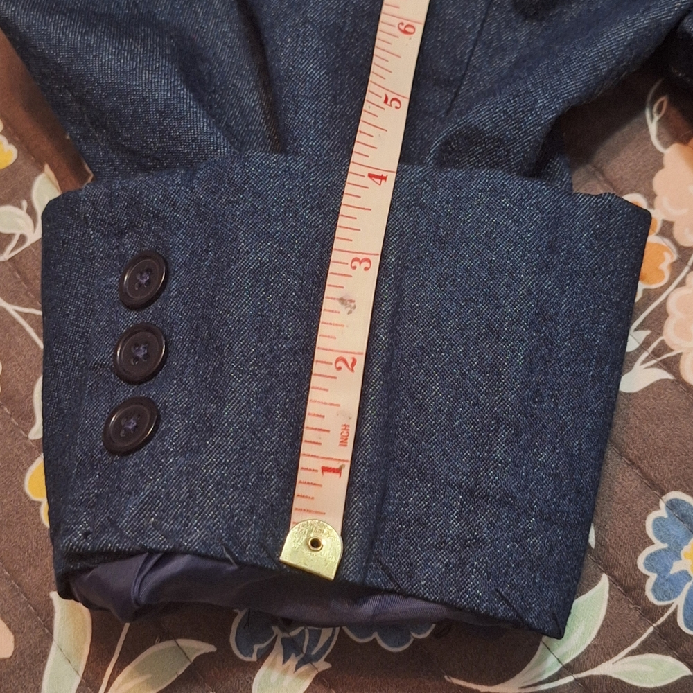 Haband Travelers 100% Cotton Dark Blue Denim Jacket Blazer - Picture 12 of 12
